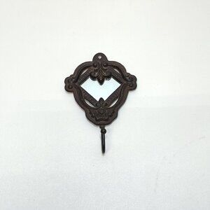 Ornate Cast Iron Wall Hook Mirror Accent Unique Style Decorative Hanger Vintage